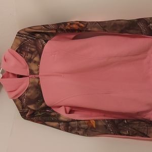 Huntworth Women Fleece pull-over hoodie, Pink w/ Hunting Camo